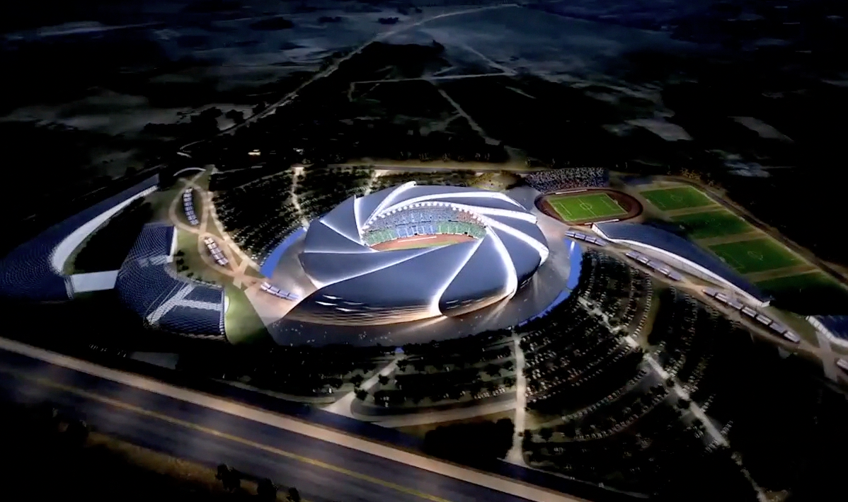 stadium architectural aerial rendering