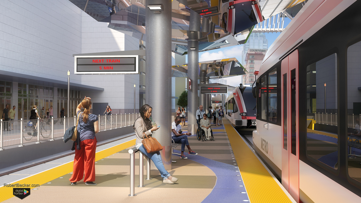 CMTA Downtown Station lightrail digital rendering