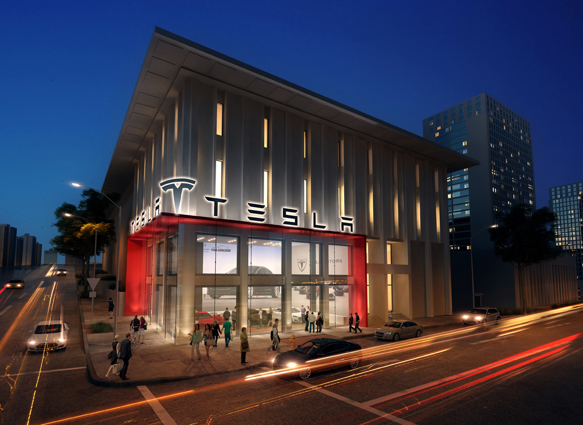 Tesla Automobile showroom renderings